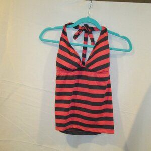 MOSSIMO RED & BLACK STRIPED SWIM BATHING SUIT TOP SIZE SMALL P VACATION BEACH